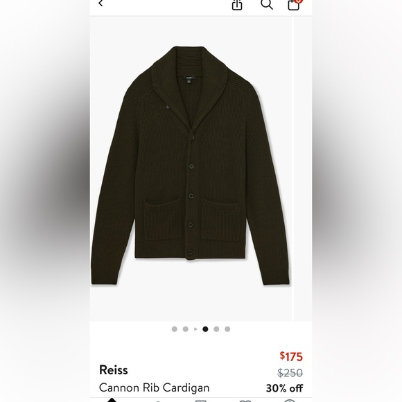 REISS-Cannon Ribbed Cardigan -Navy - Picture 5 of 11